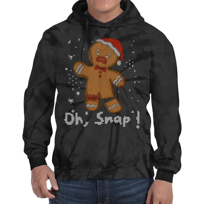 Gingerbread Oh Snap Ugly Christmas Sweater Tie Dye Hoodie