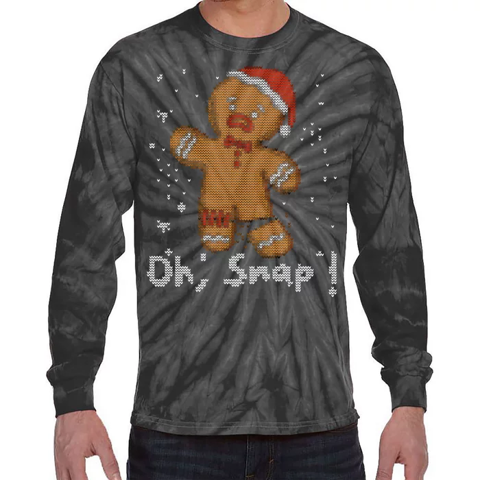 Gingerbread Oh Snap Ugly Christmas Sweater Tie-Dye Long Sleeve Shirt