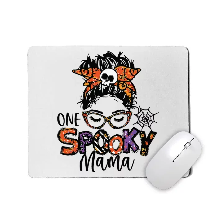 Groovy One Spooky Mama Messy Bun Witch Mom Halloween Mousepad