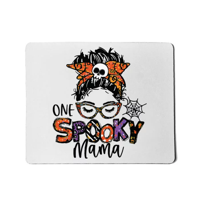 Groovy One Spooky Mama Messy Bun Witch Mom Halloween Mousepad