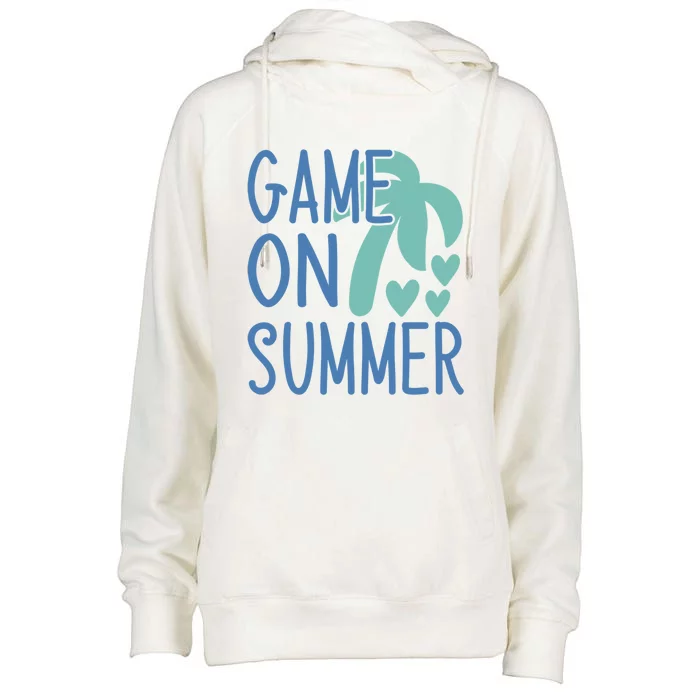 Game On Summer Beach Retro Tropical Summer Cool Gift Womens Funnel Neck Pullover Hood