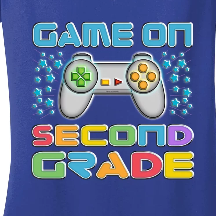 Game On Second Grade Gamers Back To School Gift Women's V-Neck T-Shirt