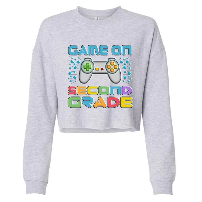 Game On Second Grade Gamers Back To School Gift Cropped Pullover Crew