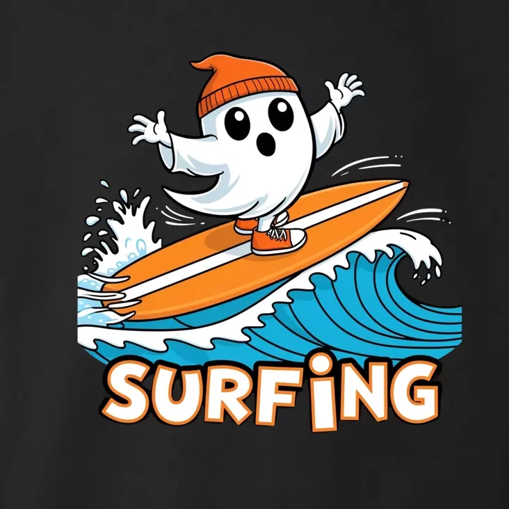 Ghost On Surfboard Funny Surfer Boy Halloween Costume Toddler Hoodie