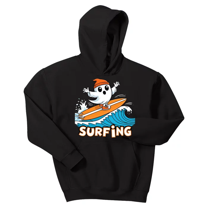 Ghost On Surfboard Funny Surfer Boy Halloween Costume Kids Hoodie