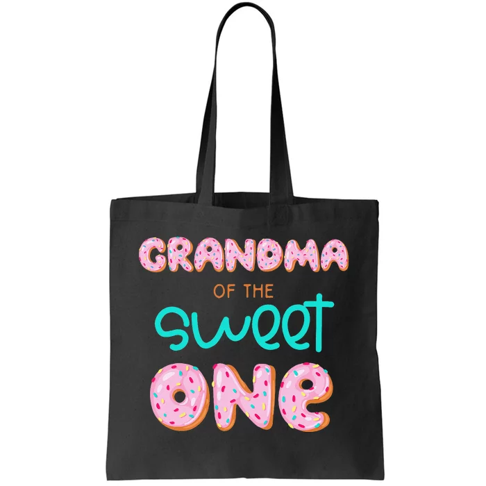 Grandma of Sweet One First Birthday Matching Family Donut Tote Bag