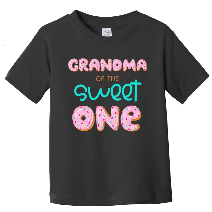 Grandma of Sweet One First Birthday Matching Family Donut Toddler T-Shirt