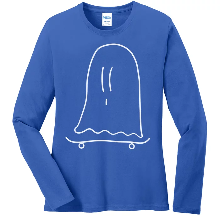 Ghost On Skateboard: Hauntingly Rad Adventures Gift Ladies Long Sleeve Shirt