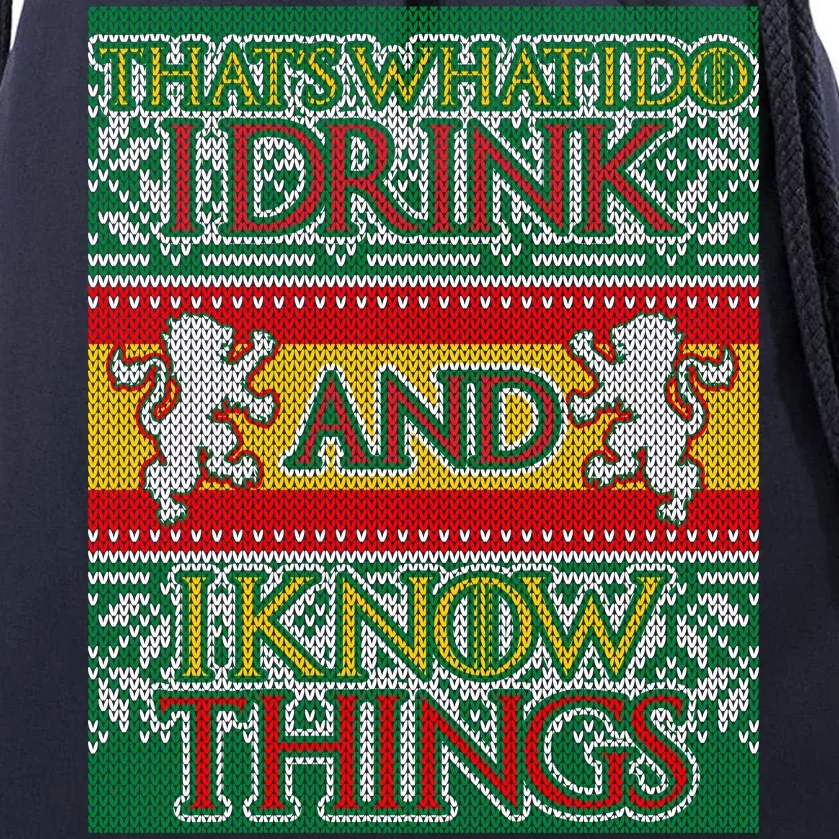 GOT I Drink and I Know Things Ugly Christmas Drawstring Bag