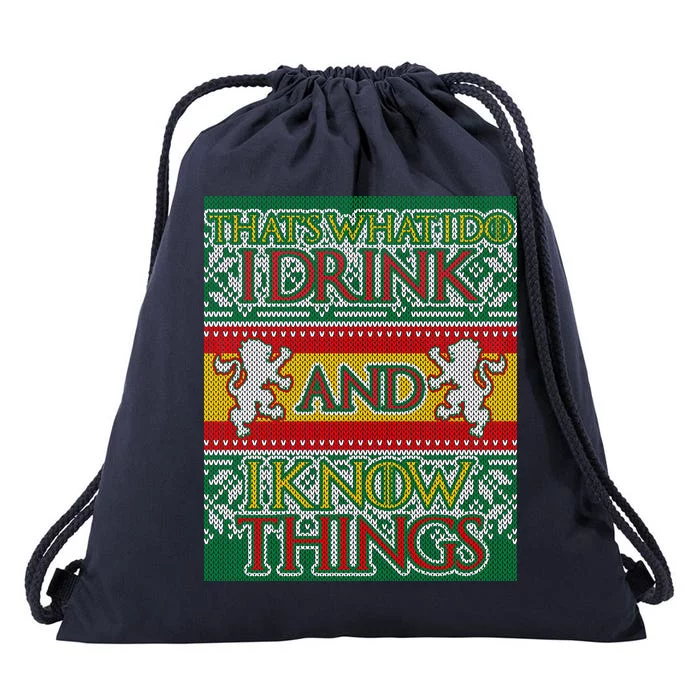 GOT I Drink and I Know Things Ugly Christmas Drawstring Bag