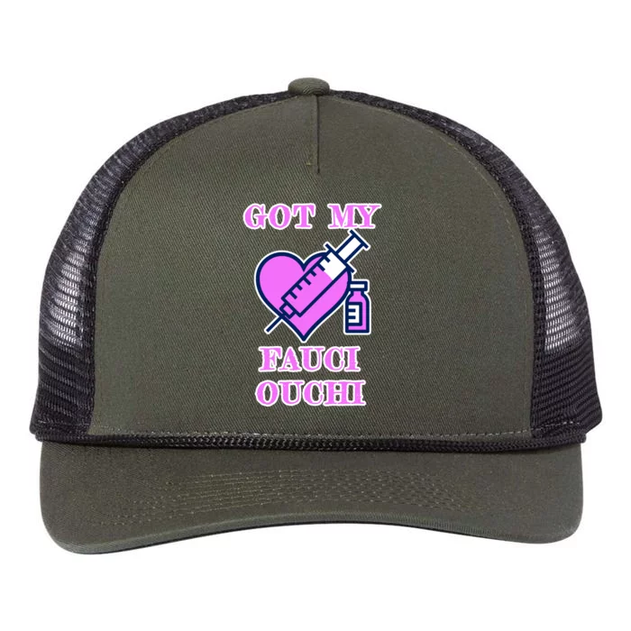 Got My Fauci Ouchi Vaccine Shot Vaccinated Retro Rope Trucker Hat Cap