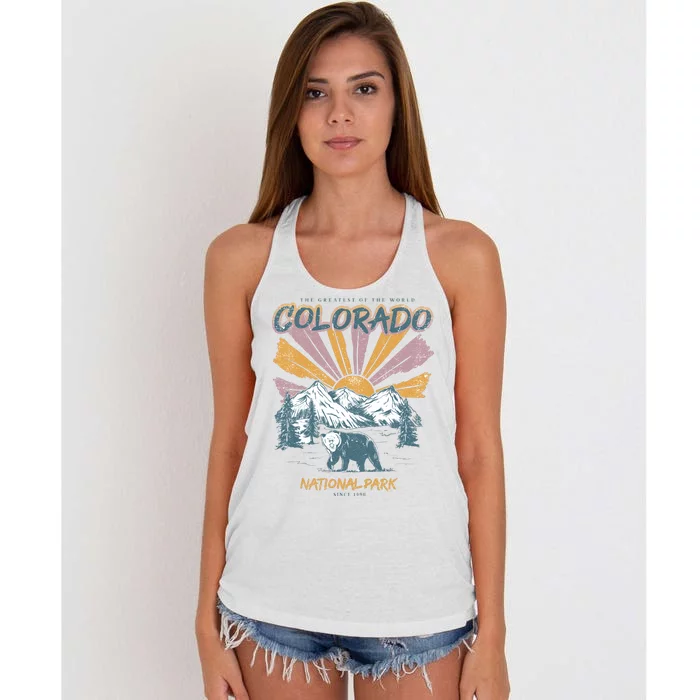 Greatest Of The World Colorado National Park Since 1990 Women's Knotted Racerback Tank