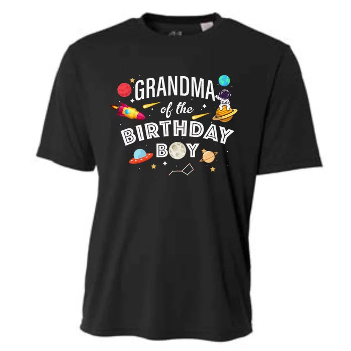 Grandma Of The Birthday Astronaut Space Theme Party Cooling Performance Crew T-Shirt