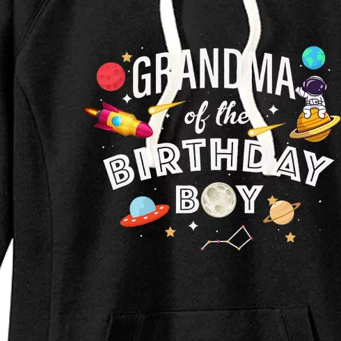 Grandma Of The Birthday Astronaut Space Theme Party Women's Fleece Hoodie