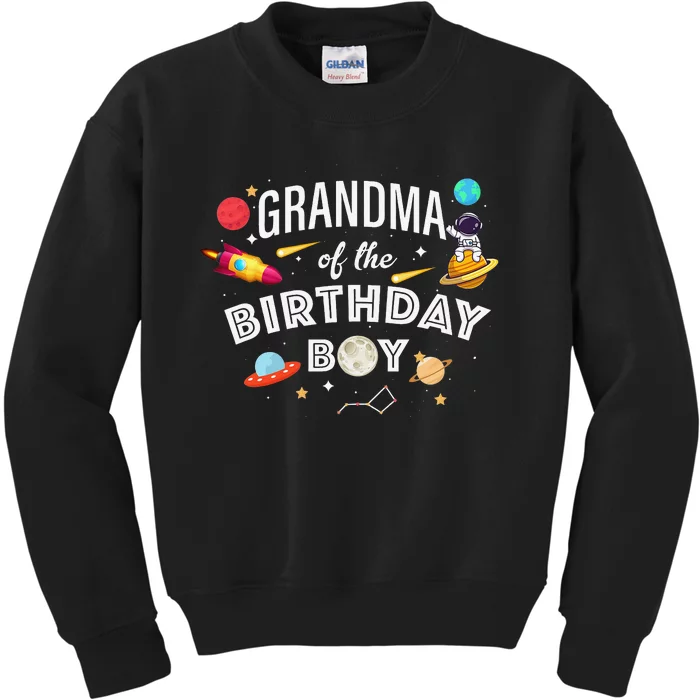 Grandma Of The Birthday Astronaut Space Theme Party Kids Sweatshirt