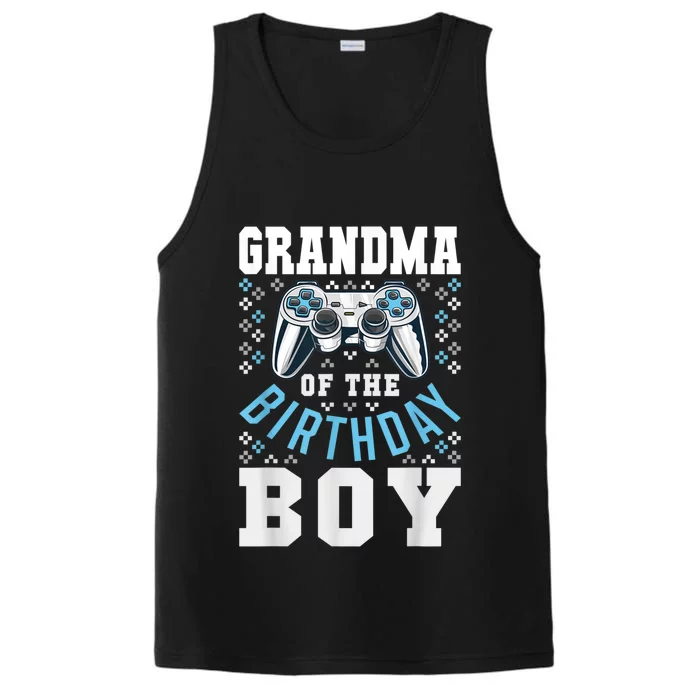 Grandma Of The Birthday Boy Matching Video Gamer Birthday Performance Tank