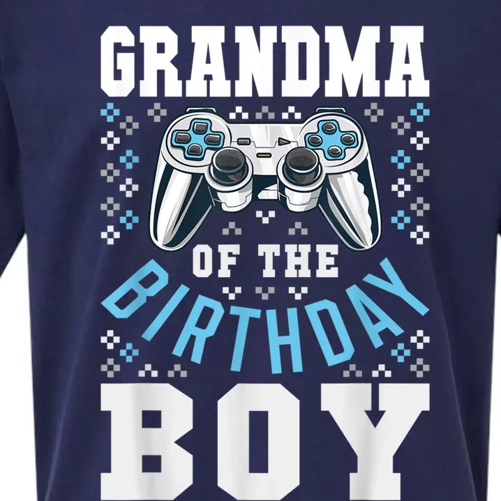 Grandma Of The Birthday Boy Matching Video Gamer Birthday Sueded Cloud Jersey T-Shirt