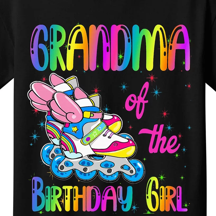 Grandma Of The Birthday Girl Rolling Skate Family Party Kids T-Shirt