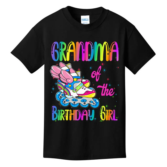 Grandma Of The Birthday Girl Rolling Skate Family Party Kids T-Shirt