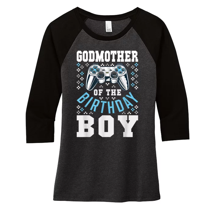 Godmother Of The Birthday Boy Matching Video Gamer Birthday Women's Tri-Blend 3/4-Sleeve Raglan Shirt