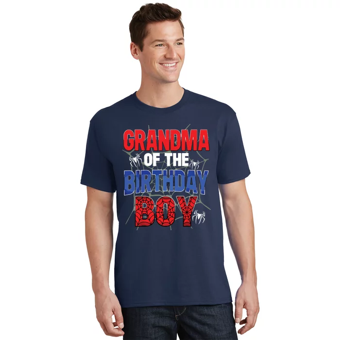 Grandma Of The Birthday Boy Matching Family Spider Web T-Shirt