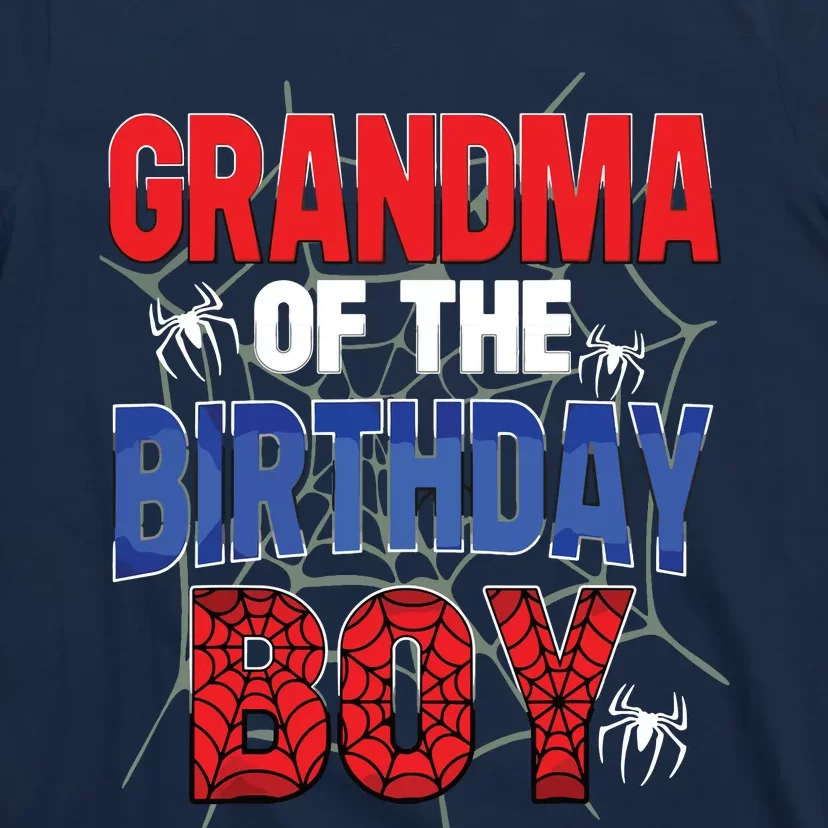 Grandma Of The Birthday Boy Matching Family Spider Web T-Shirt