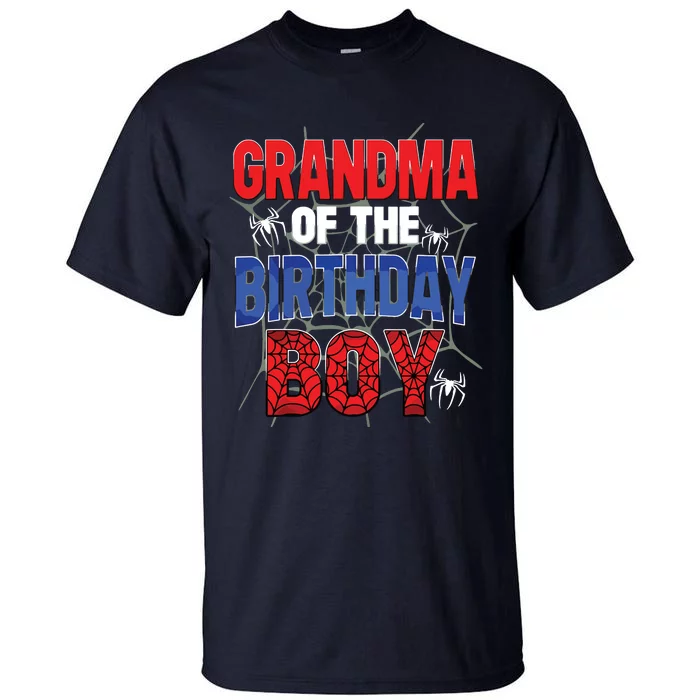 Grandma Of The Birthday Boy Matching Family Spider Web Tall T-Shirt