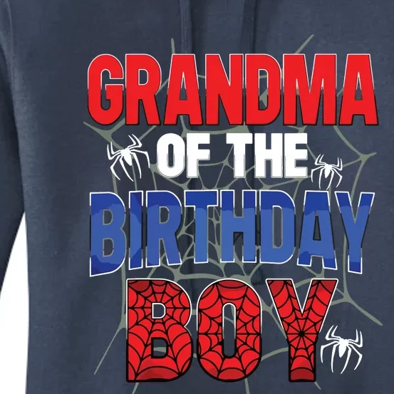 Grandma Of The Birthday Boy Matching Family Spider Web Women's Pullover Hoodie