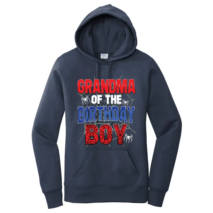 Grandma Of The Birthday Boy Matching Family Spider Web Women's Pullover Hoodie