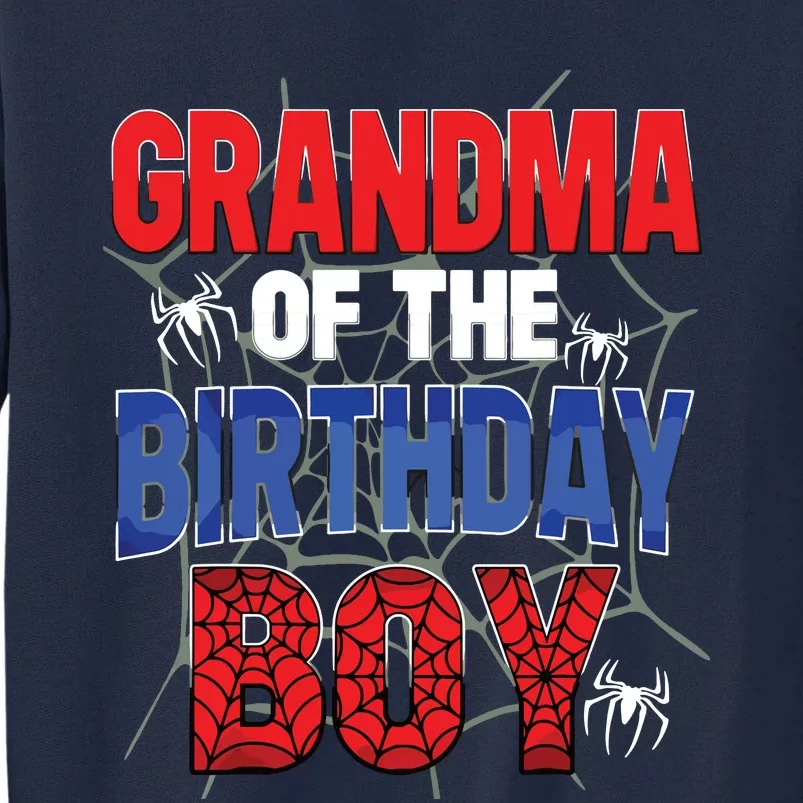 Grandma Of The Birthday Boy Matching Family Spider Web Tall Sweatshirt