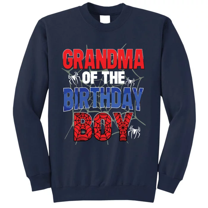 Grandma Of The Birthday Boy Matching Family Spider Web Tall Sweatshirt