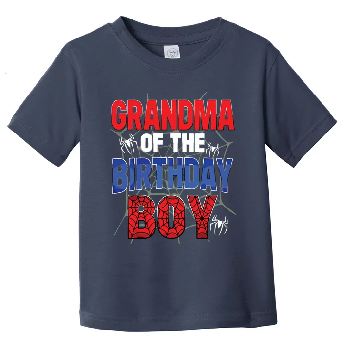 Grandma Of The Birthday Boy Matching Family Spider Web Toddler T-Shirt