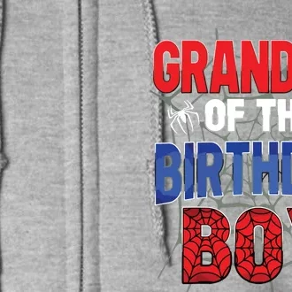 Grandma Of The Birthday Boy Matching Family Spider Web Full Zip Hoodie