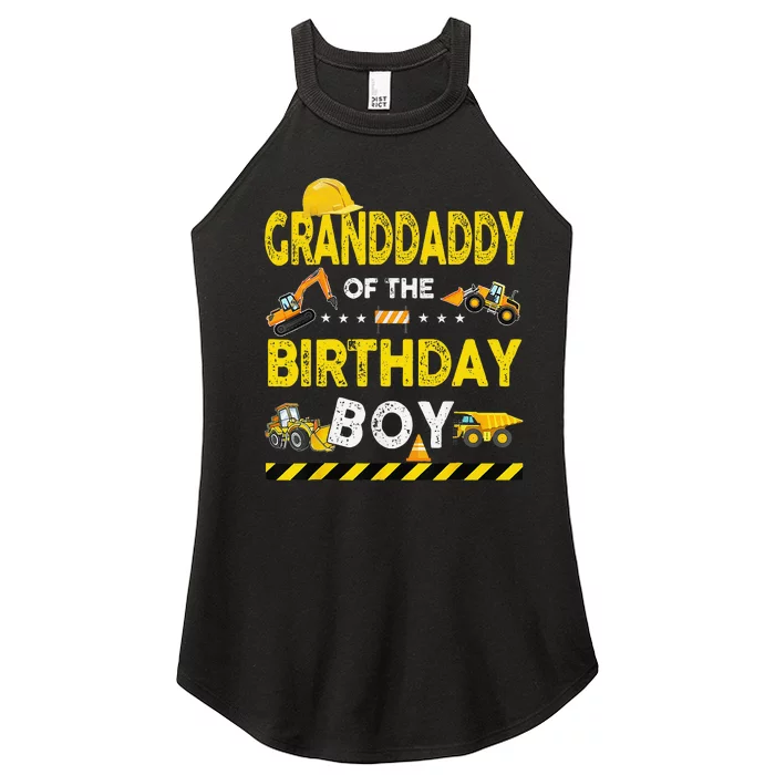 Granddaddy Of The Birthday Boy Construction Worker Birthday Women’s Perfect Tri Rocker Tank