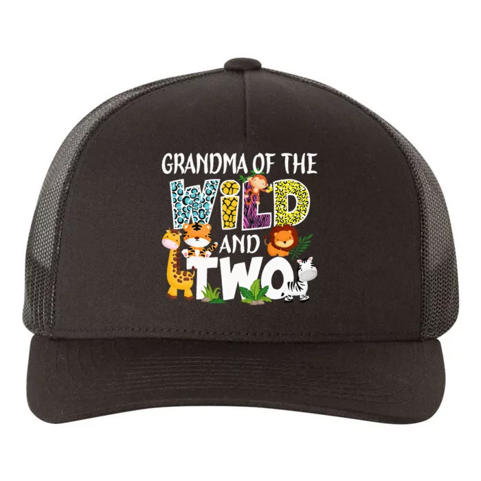 Grandma Of The Wild and Two Zoo Safari Jungle Birthday Yupoong Adult 5-Panel Trucker Hat