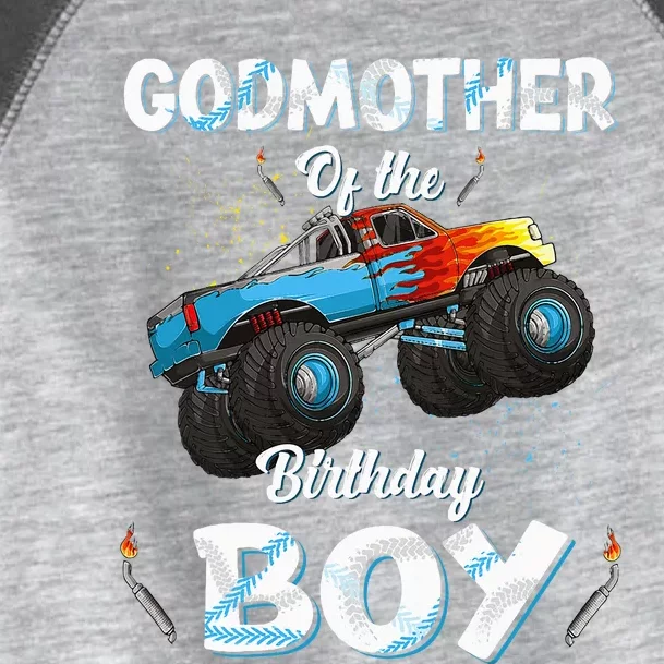 Godmother Of The Birthday Boy Monster Truck Bday Toddler Fine Jersey T-Shirt