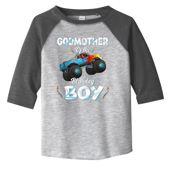 Godmother Of The Birthday Boy Monster Truck Bday Toddler Fine Jersey T-Shirt