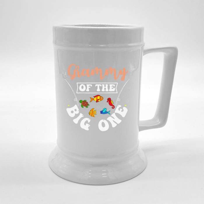 Grammy Of The Big One Fishing Birthday Party Bday Front & Back Beer Stein