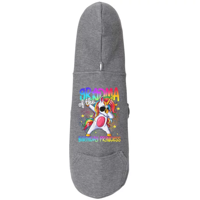 Grandma Of The Birthday Princess Funny Dabbing Unicorn Doggie 3-End Fleece Hoodie