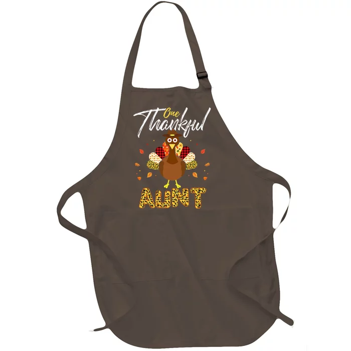 Gifts One Thankful Aunt Auntie Turkey Thanksgiving Family Full-Length Apron With Pocket