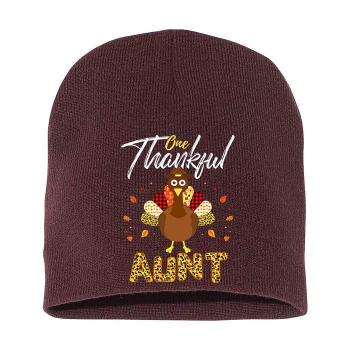 Gifts One Thankful Aunt Auntie Turkey Thanksgiving Family Short Acrylic Beanie