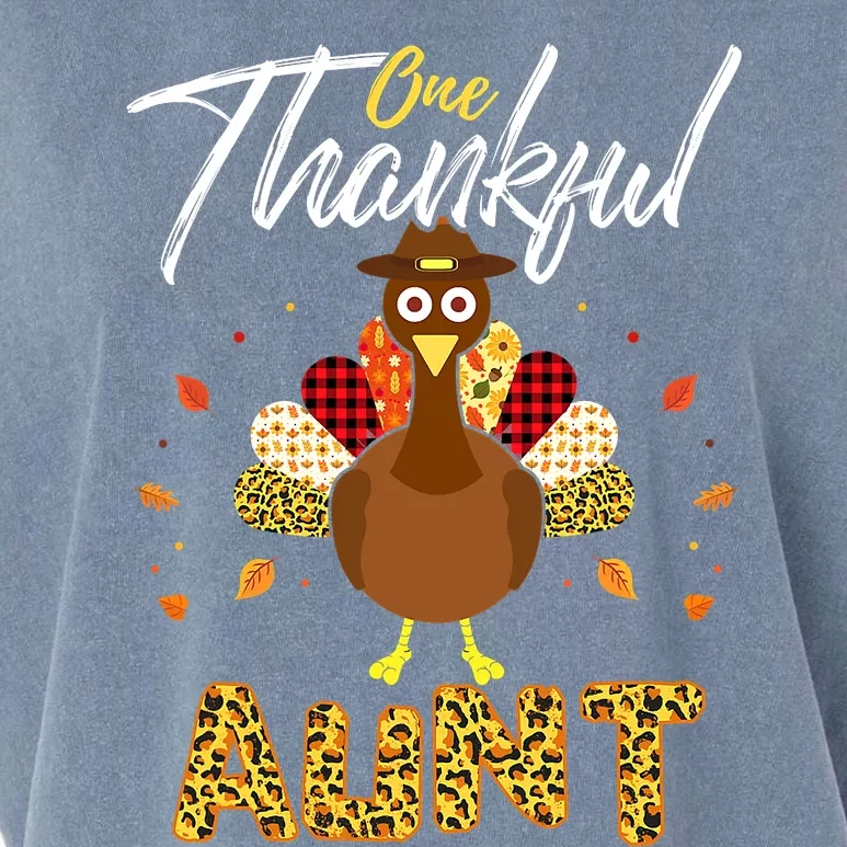 Gifts One Thankful Aunt Auntie Turkey Thanksgiving Family Garment-Dyed Women's Muscle Tee