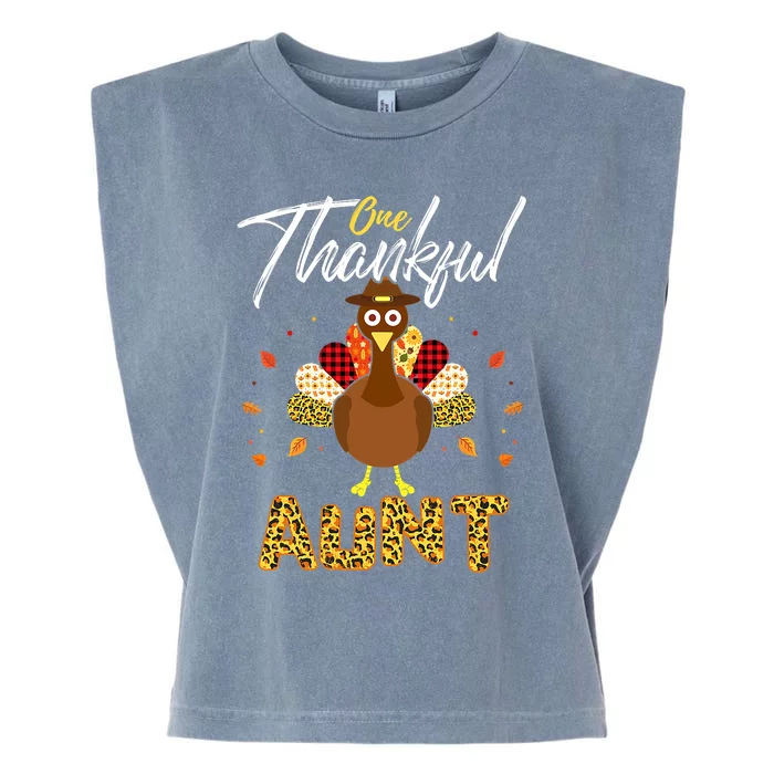 Gifts One Thankful Aunt Auntie Turkey Thanksgiving Family Garment-Dyed Women's Muscle Tee