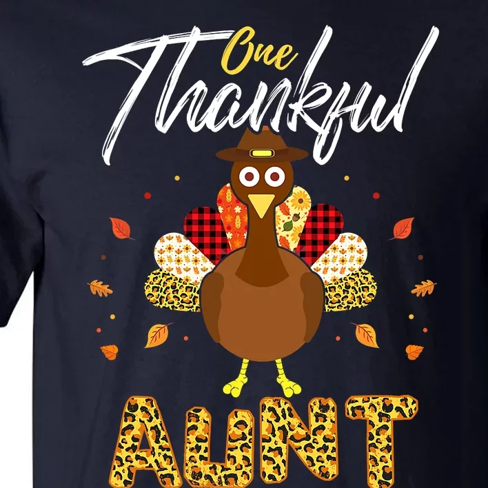 Gifts One Thankful Aunt Auntie Turkey Thanksgiving Family Tall T-Shirt