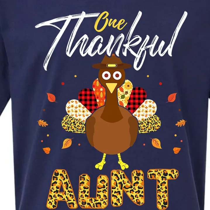 Gifts One Thankful Aunt Auntie Turkey Thanksgiving Family Sueded Cloud Jersey T-Shirt