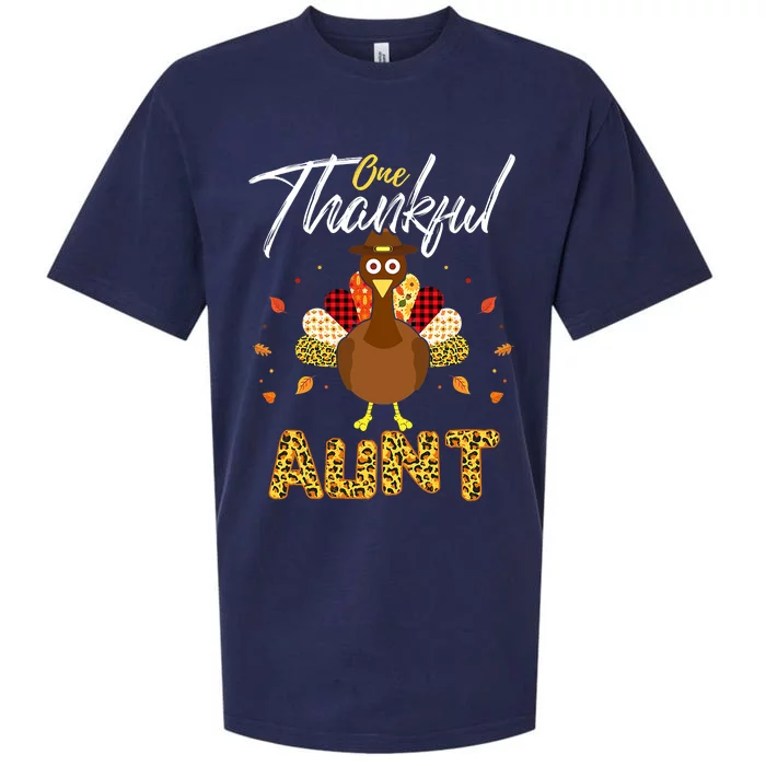 Gifts One Thankful Aunt Auntie Turkey Thanksgiving Family Sueded Cloud Jersey T-Shirt