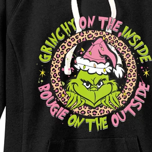 Grinchy On The Inside Boojee On The Outside Christmas Women's Fleece Hoodie