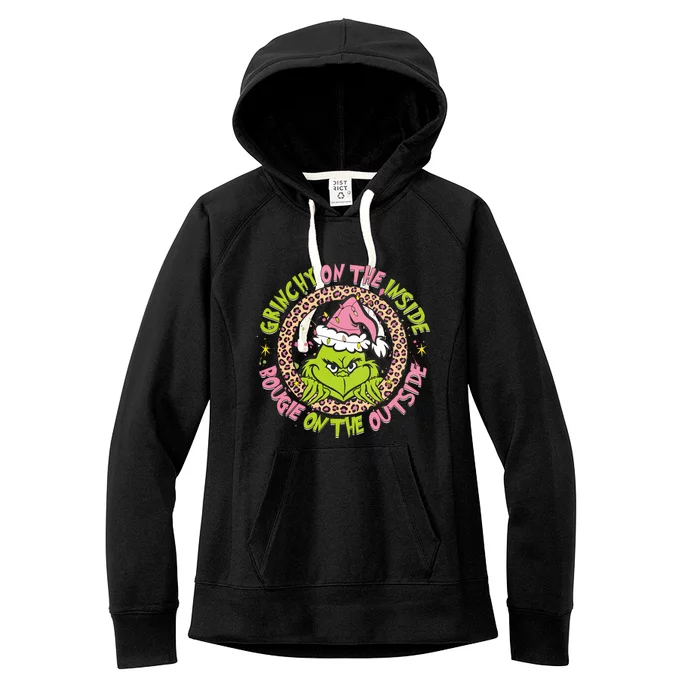 Grinchy On The Inside Boojee On The Outside Christmas Women's Fleece Hoodie