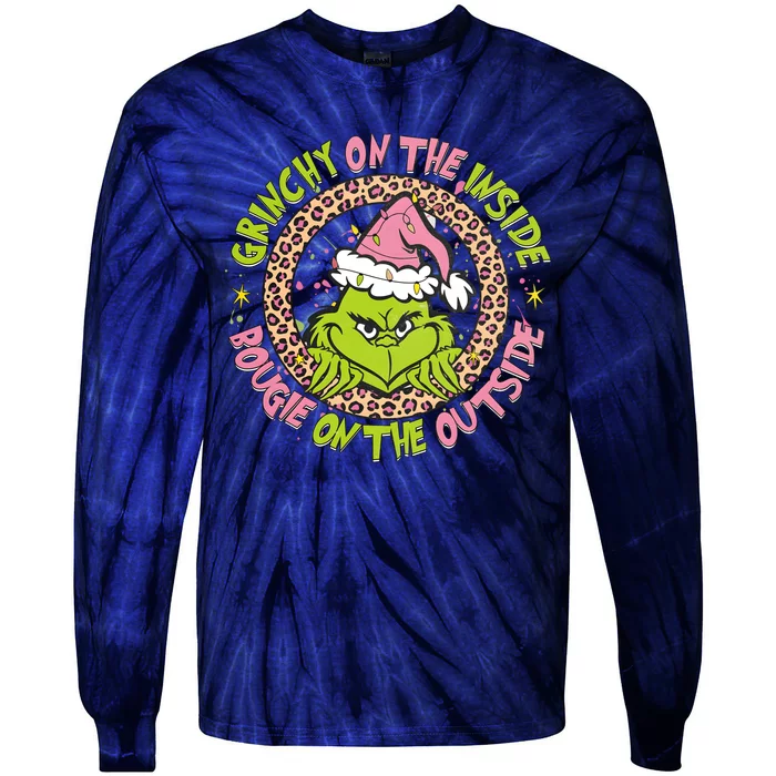 Grinchy On The Inside Boojee On The Outside Christmas Tie-Dye Long Sleeve Shirt