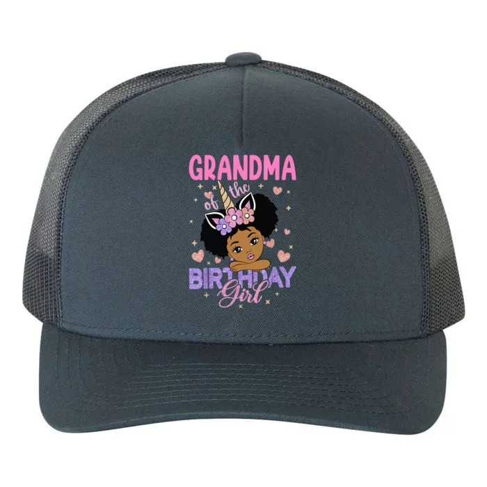 Grandma Of The Birthday Girl Melanin Afro Unicorn 1st Family Yupoong Adult 5-Panel Trucker Hat